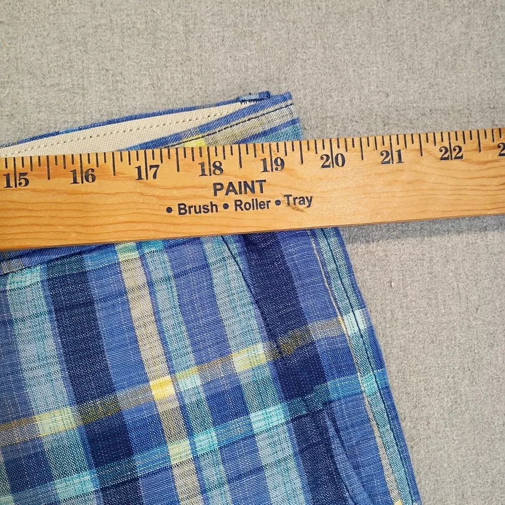 Tommy Bahama Mens Size 38 Linen Tencel Plaid Shorts Blue Resort Casual Coastal